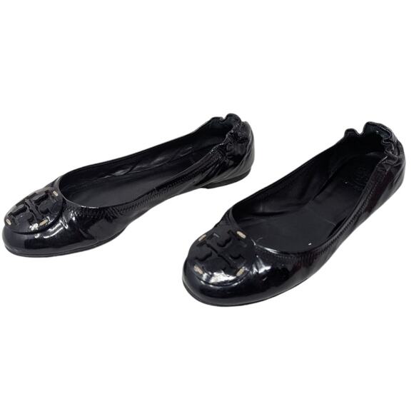 Tory Burch Patent Reva Ballet Flats Black Size 6.5 with Box - Picture 3 of 7